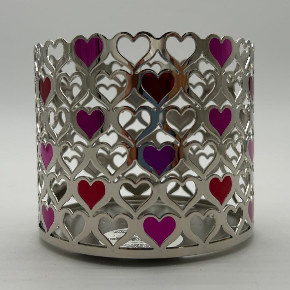 Bath & Body Works Candle Sleeve Holder 3 Wick Candles Valentines Day Hearts